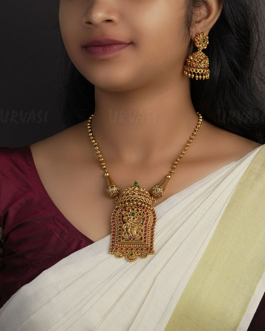 Gold-Toned Ashtami Floral Necklace 1099