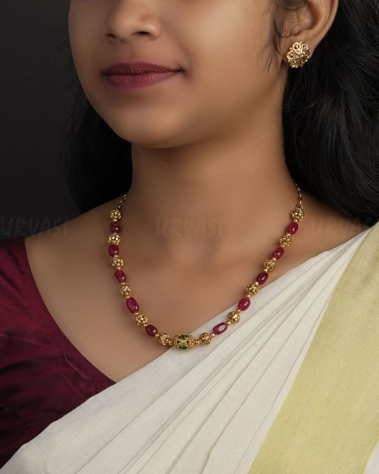 Gold-Toned Nakshi ball Designed Necklace 1115