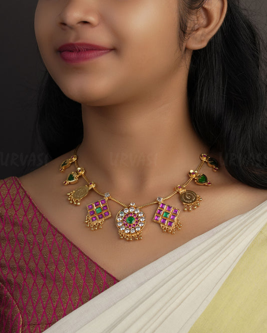 Gold-Toned Arya Inspired Palakka Mango Necklace 1123