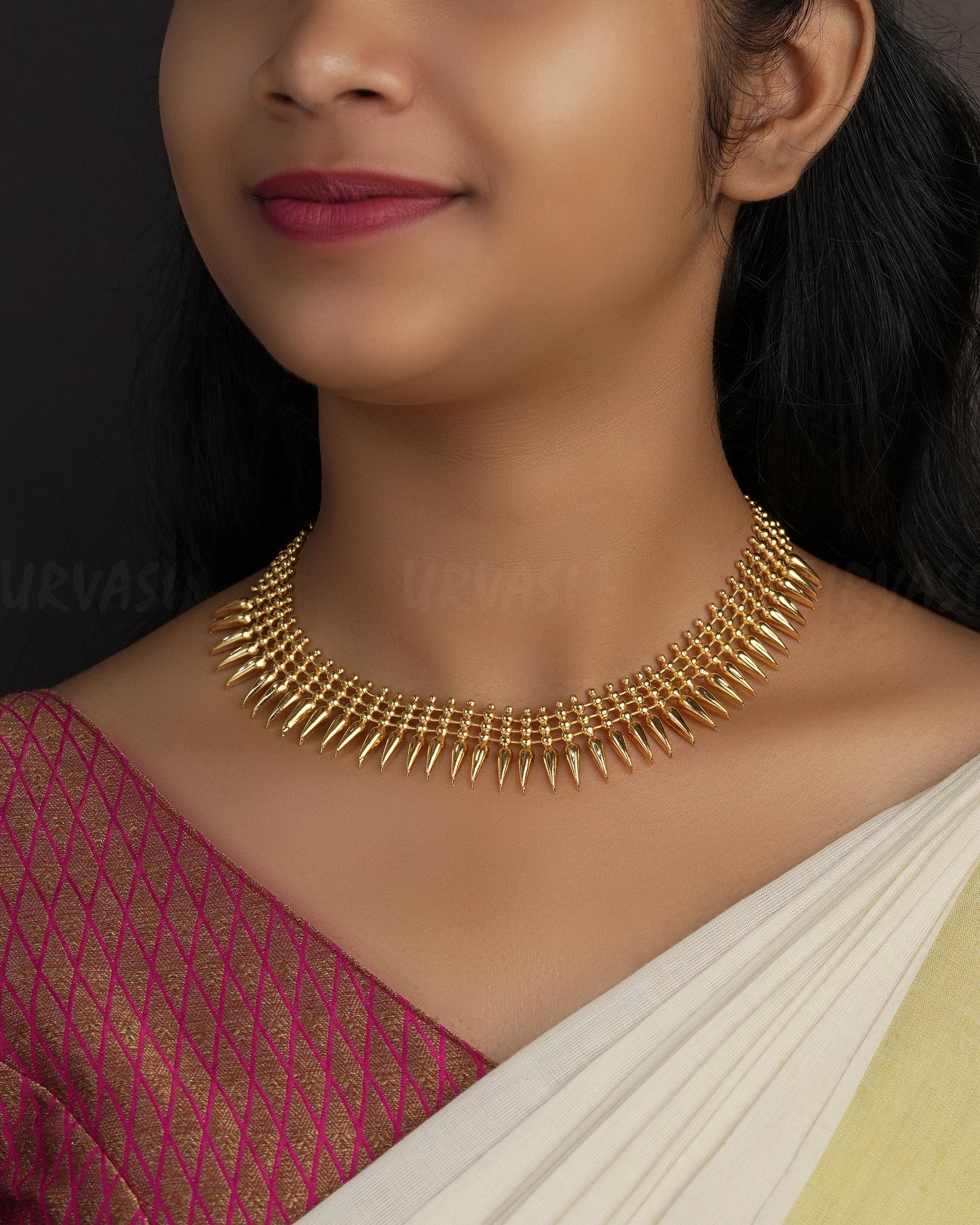Gold-Toned Traditional Mullamottu Necklace 1126
