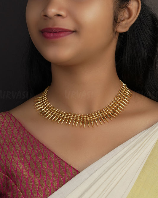 Gold-Toned Traditional Mullamottu Necklace 1126
