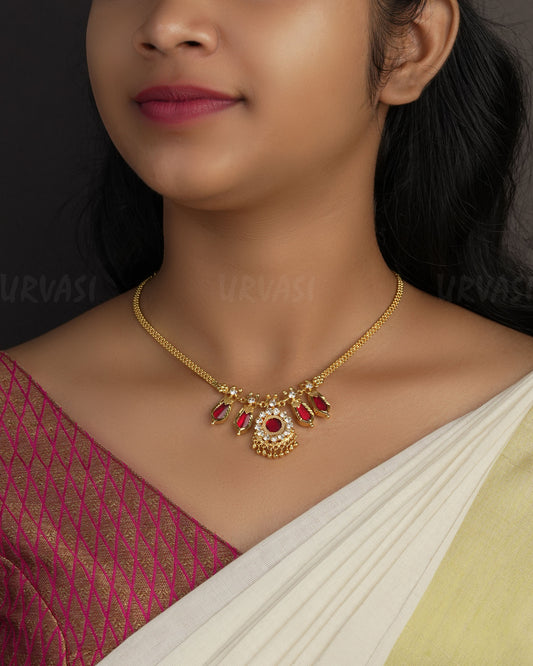 Gold-Toned Traditional 2+2 Nagapadam Necklace 1131