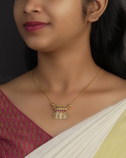 Gold-Toned Traditional Kaasu Necklace  1138