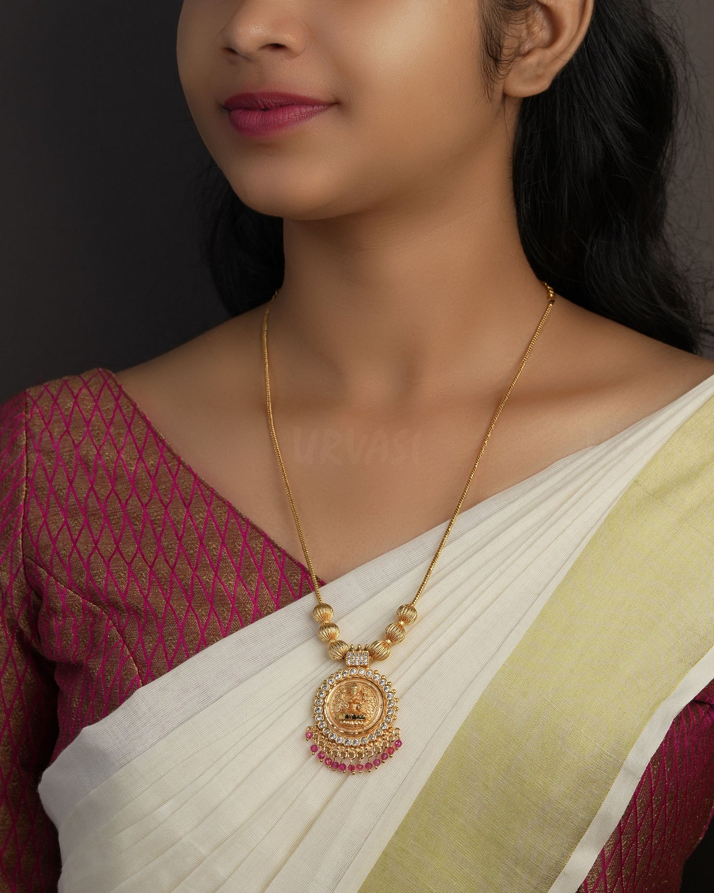 Gold-Toned Lakshmi Beaded Necklace 1139