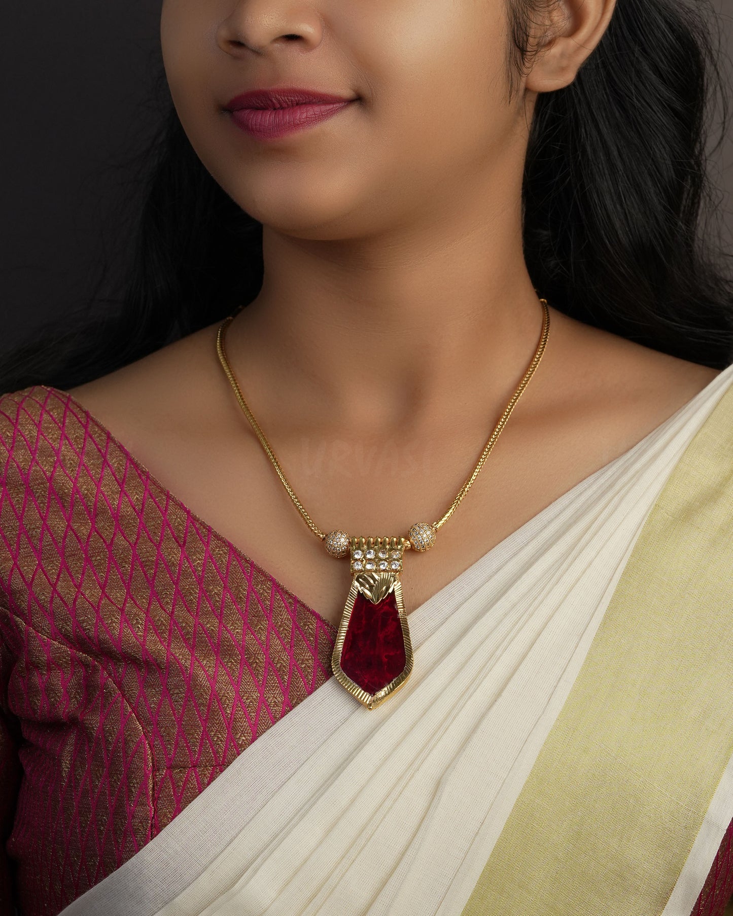 Gold-Toned Nagapadam Pendant Necklace 1141