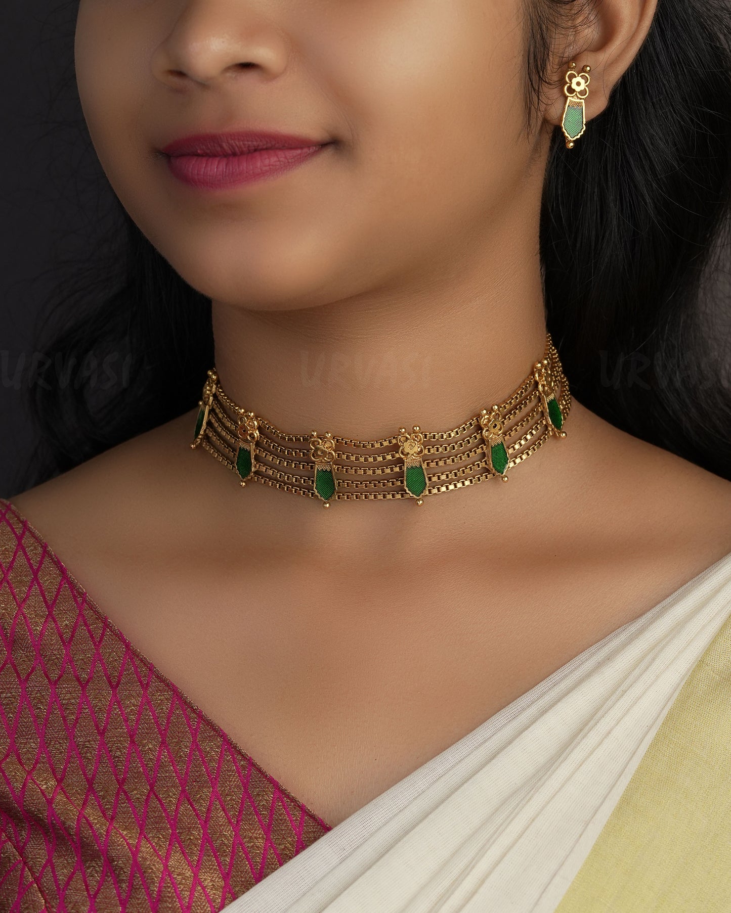Gold-Toned Floral Nagapadam Necklace 1159