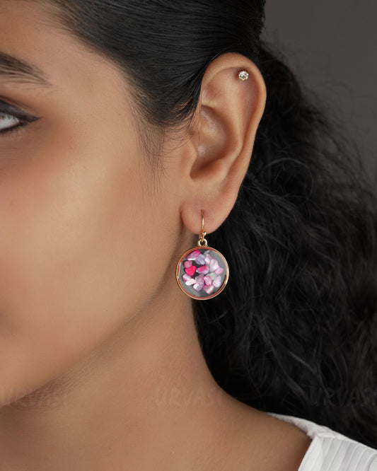 Gold Polish Resin Handmade Floral  Earrings ER 535