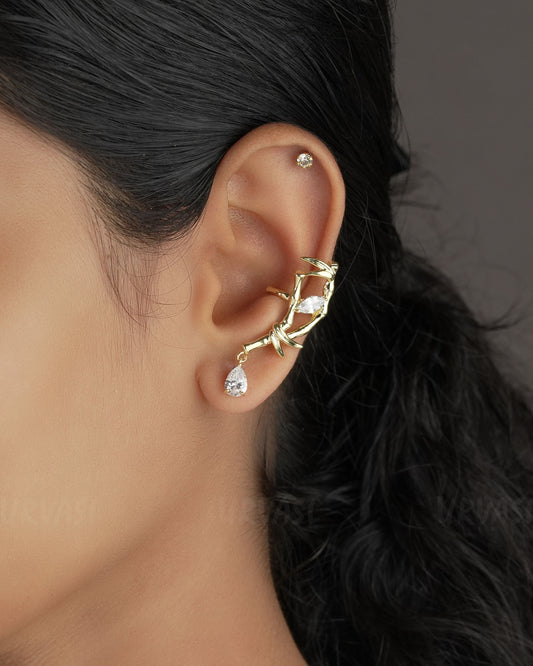 Gold-Toned Fairy Dust AD Attaching Earcuff Earrings (Single Piece) ER 561