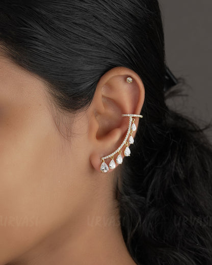 Gold-Toned Fairy Dust AD Attaching Earcuff Earrings (Only For One Ear) ER 560