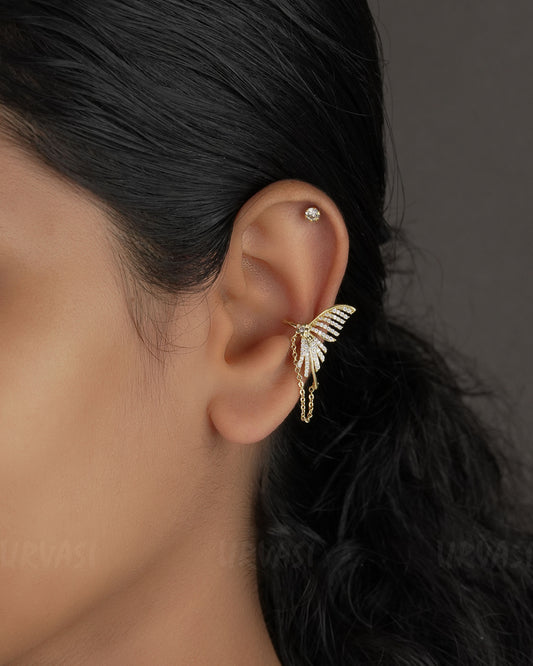 Gold-Toned Fairy Dust AD Attaching Earcuff  Earrings ER 559(Only For One Ear)