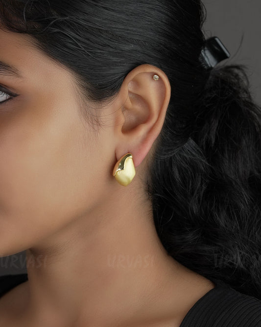 Gold-Toned Chunky Tear-Drop Earrings ER 716