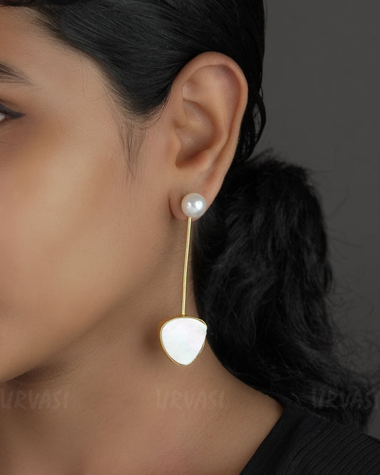 Gold Polish Mother of Pearls  Earrings ER 734