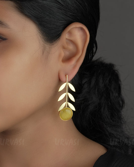 Glossy Gold-Toned Parisha Leaf Designed Earrings ER 720