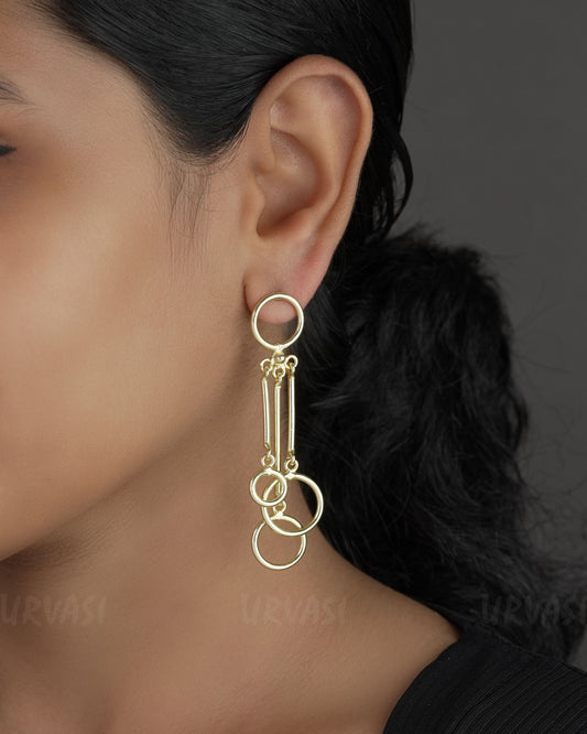 Gold-polish Dove  Circle Tassel Earrings ER 740