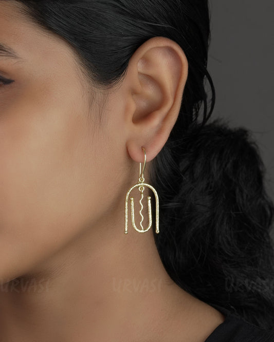 Matte-gold Finish Dangle Earrings ER 725