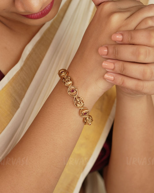 Gold-Toned Lakshmi Eye Designed bangles BA 371