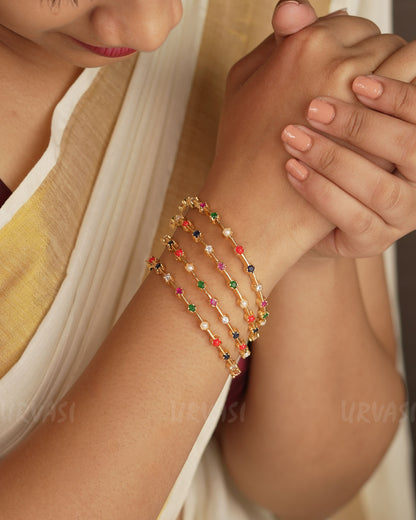 Gold-Toned Multi Stone bangles BA 344(Only one bangle)