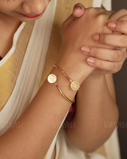 Gold-Toned Kaasu Traditional Cuff bangles BA 340