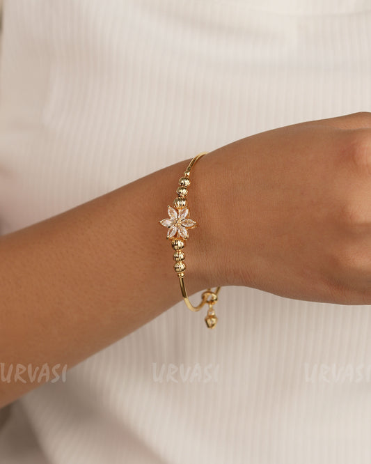 Gold-Polish Floral Designed Bracelet bangles BA 361