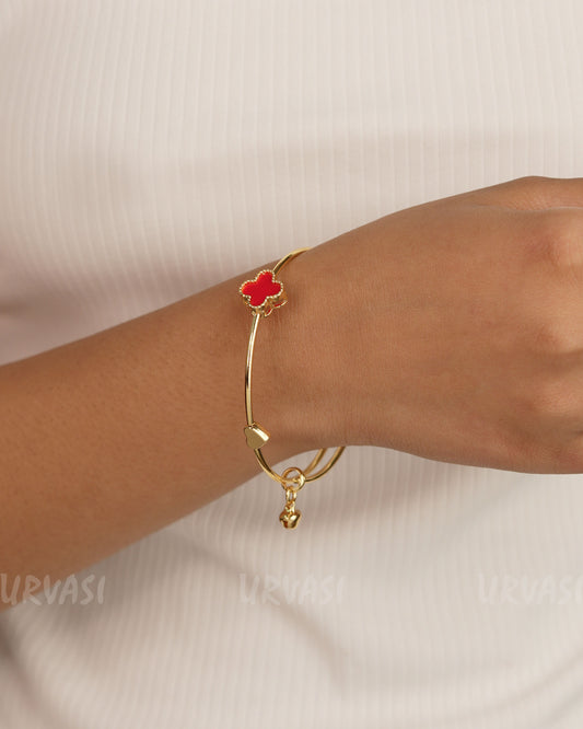 Gold-Polish Floral Heart Designed bangles BA 362