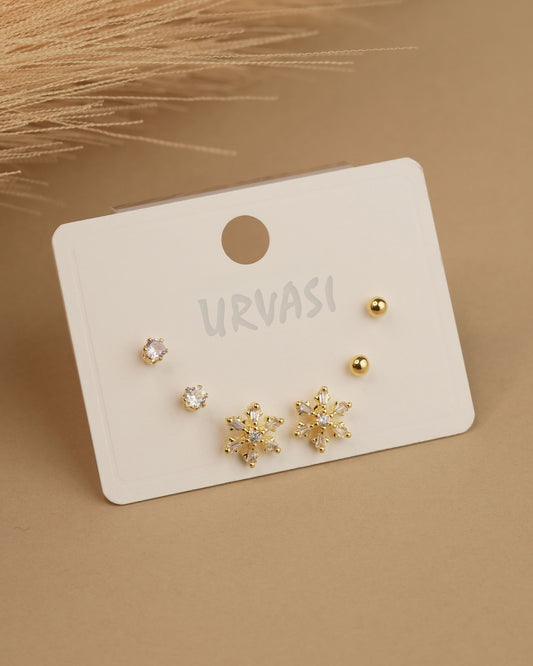 Gold-Polish Floral Designed Earrings ER 772