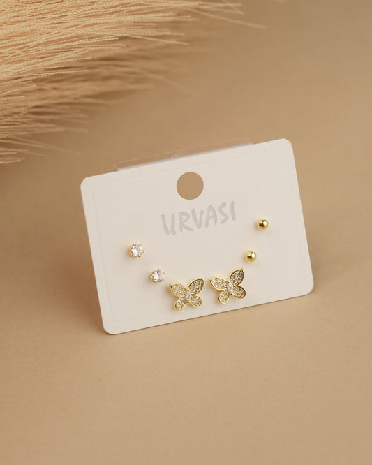 Gold-Polish Butterfly Designed Earrings ER 776