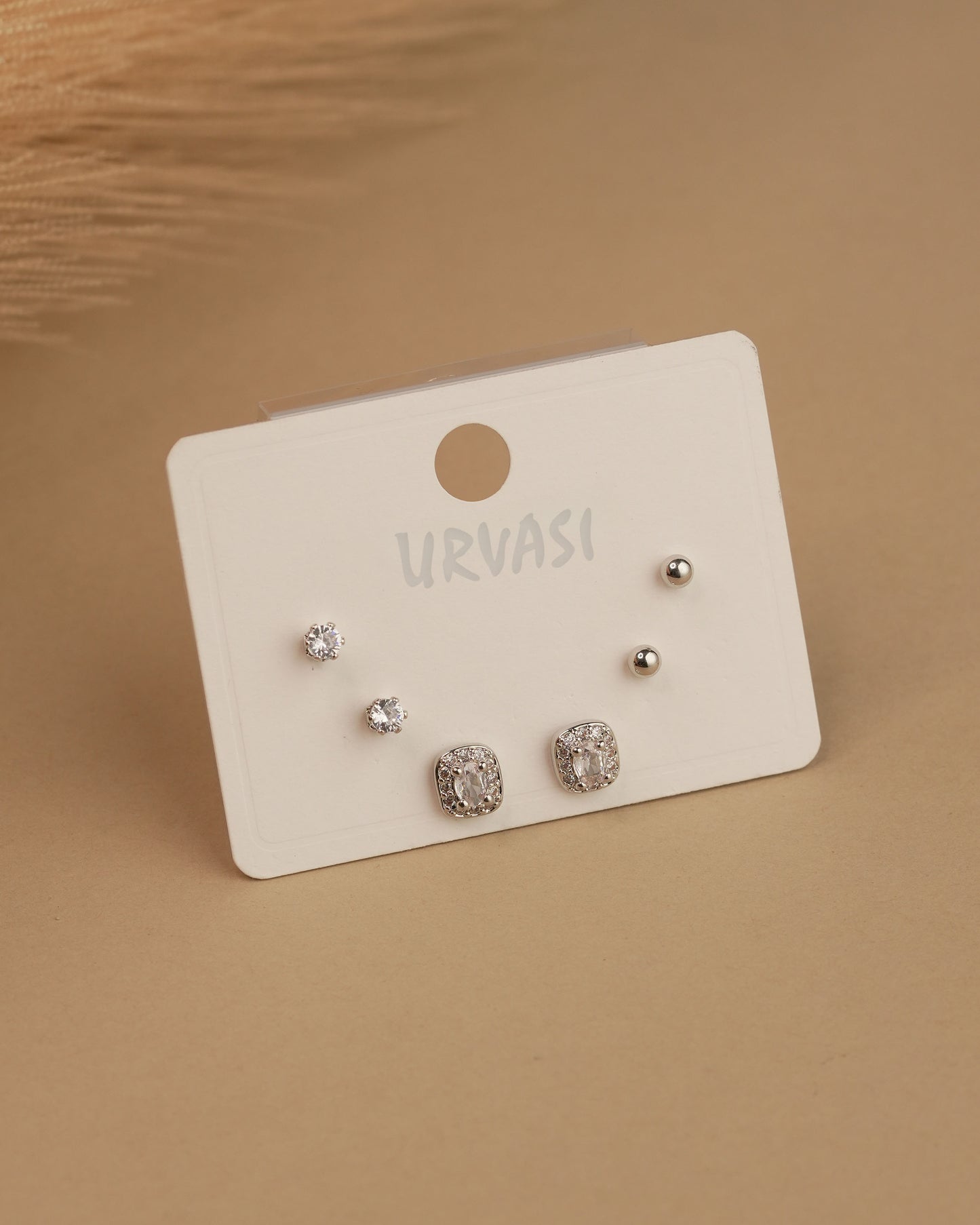 Rhodium Polish Box Designed AD Earrings ER 764