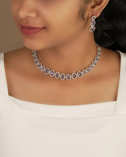 Rhodium Polish AD Stone  Necklace 1235