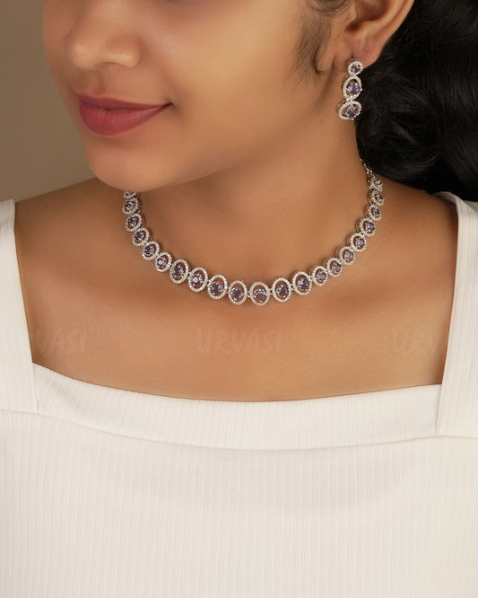 Rhodium Polish AD Stone  Necklace 1235