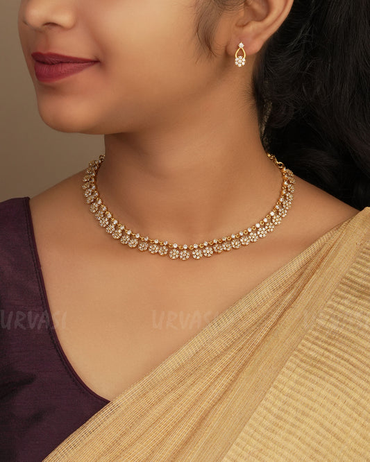 Gold-Toned Floral AD Necklace 1255