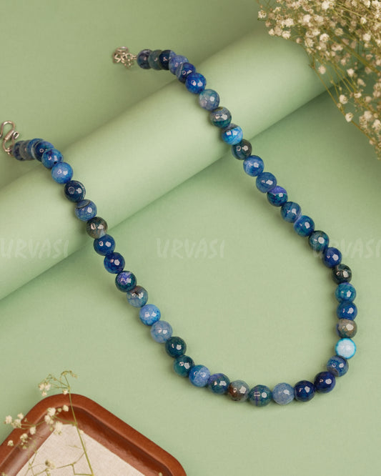 Natural Blue Agate Gemstone Long Mala Ma 066