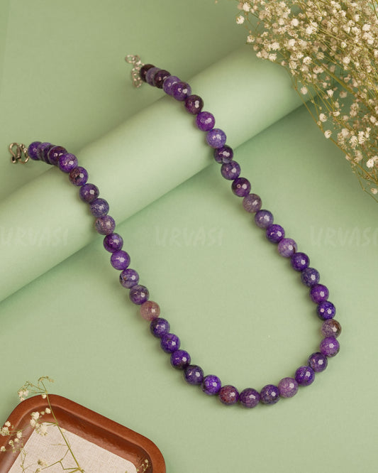 Faceted Amethyst Gemstone Long Mala Ma 070