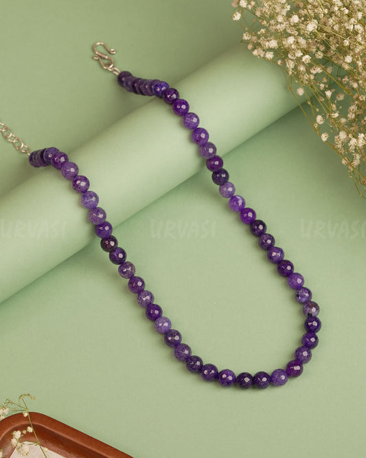 Faceted Amethyst Gemstone Long Mala Ma 063