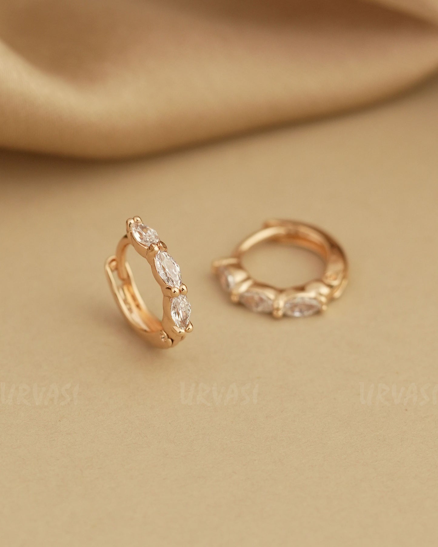 Rose-Gold Polish Cubic Zirconia AD Earrings ER 791