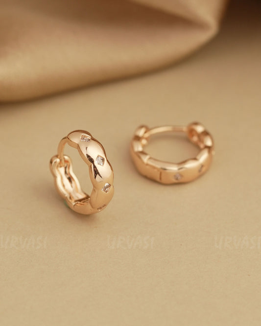 Rose-Gold Polish Cubic Zirconia Leaf AD Earrings ER 793