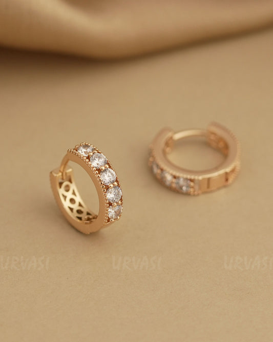 Gold-Polish Diamond Eternity Hoop Earrings ER 803