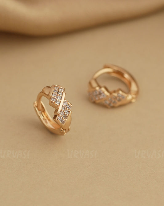 Rose-Gold Polish Stone-Studded Hoop Earrings ER 829