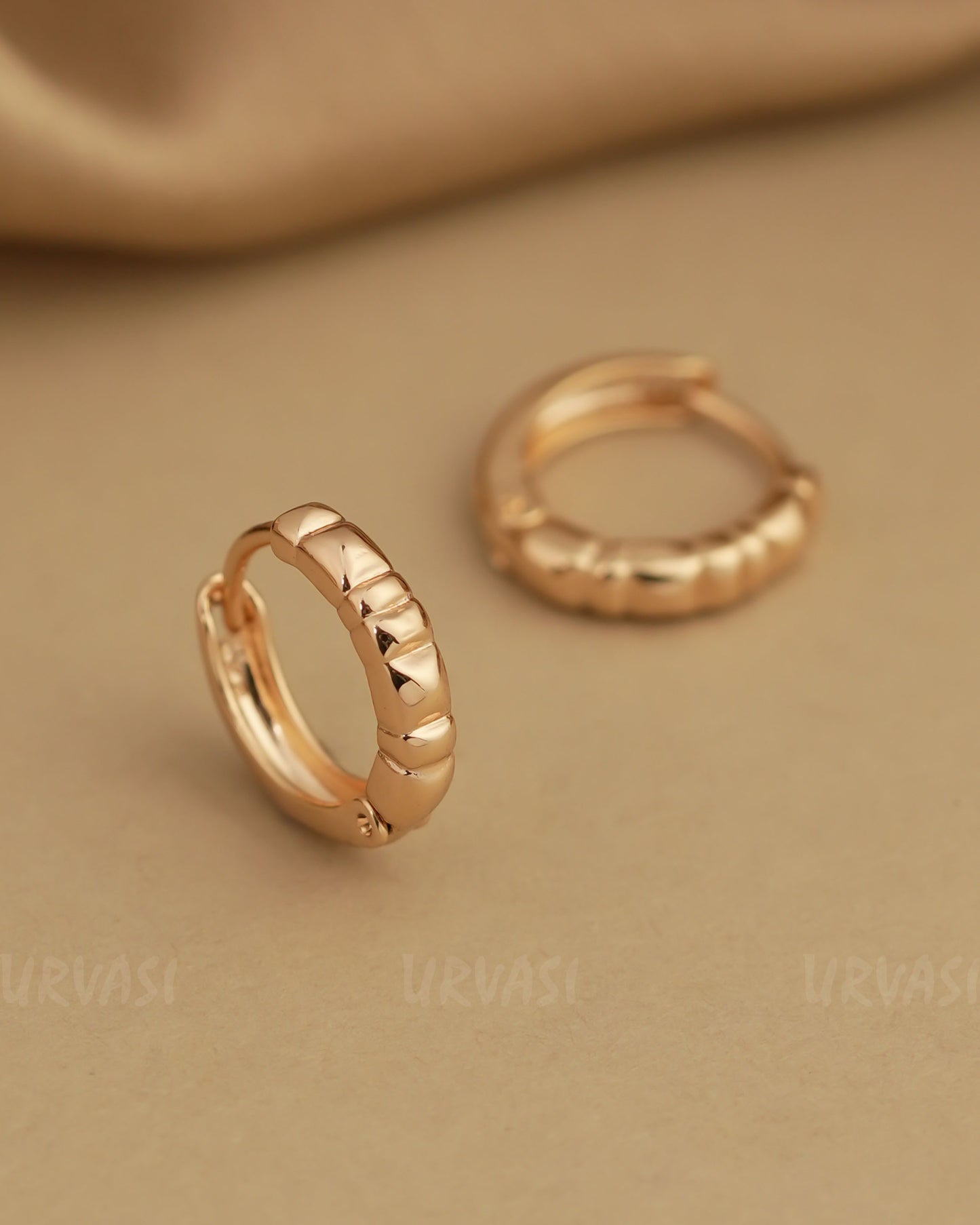 Gold-Polish Huggie Hoop Earrings ER 804