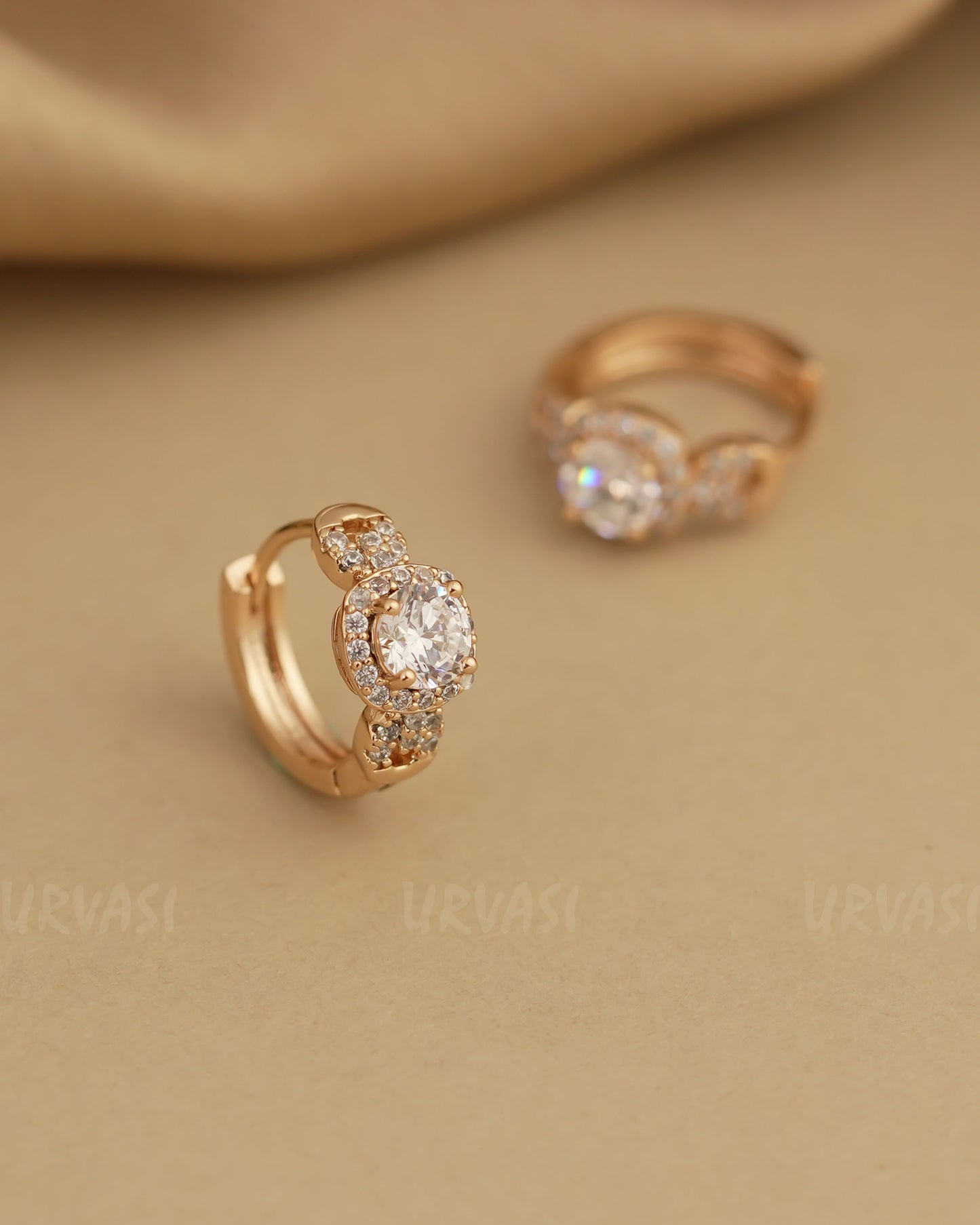 Gold-Polish Sterling Moissanite AD Hoop Earrings ER 809