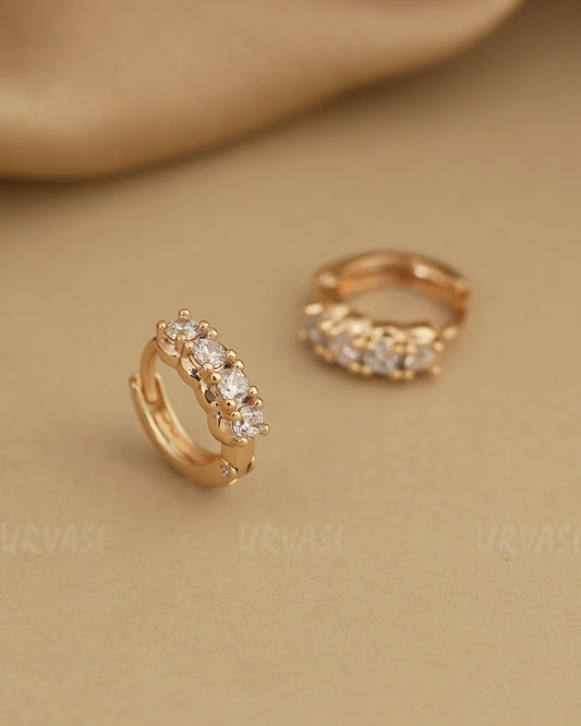 Gold-Polish Cubic Zirconia AD Hoop Earrings ER 810