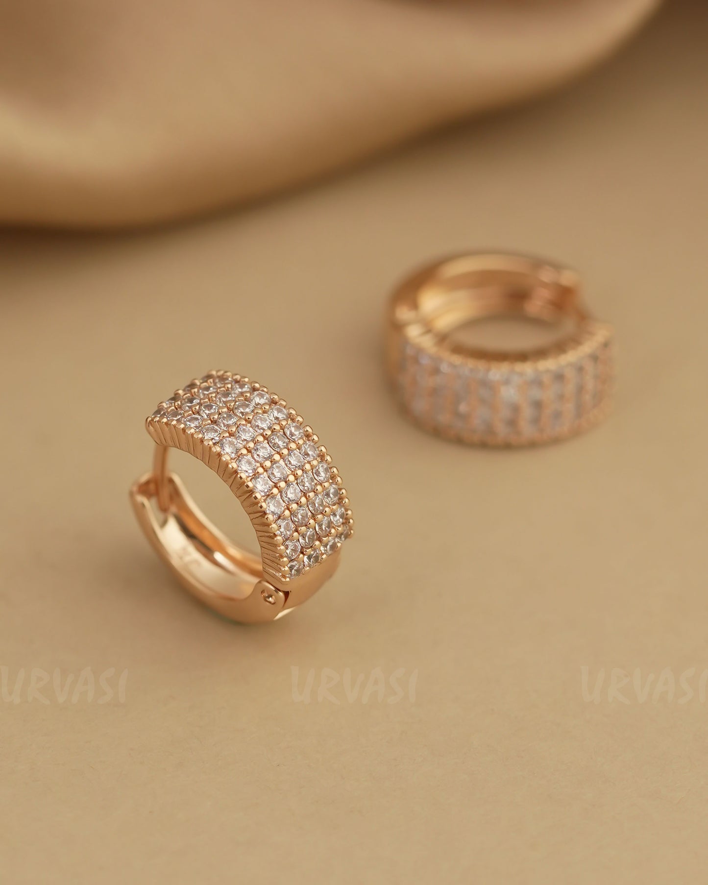 Gold-Polish Cubic Zirconia AD Earrings ER 811