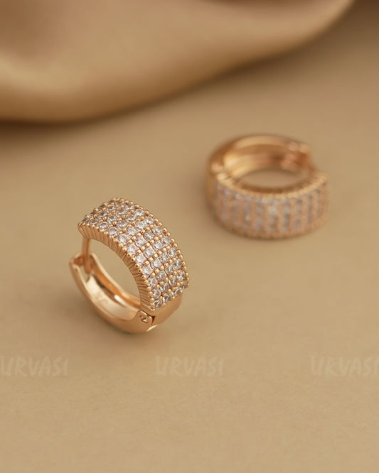 Gold-Polish Cubic Zirconia AD Earrings ER 811