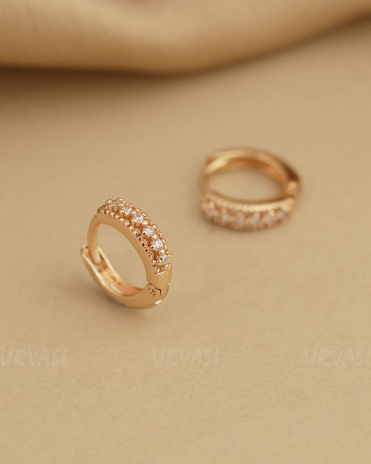 Gold-Polish Stone-Studded AD Earrings ER 813
