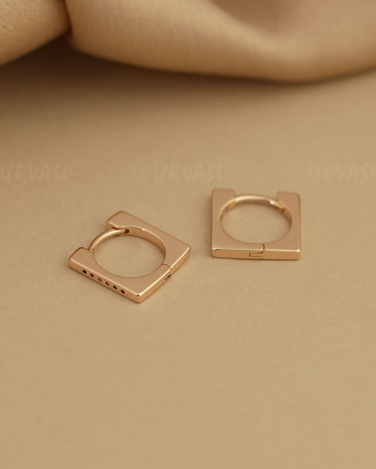 Rose-Gold Polish Square Shaped Hoop Earrings ER 444