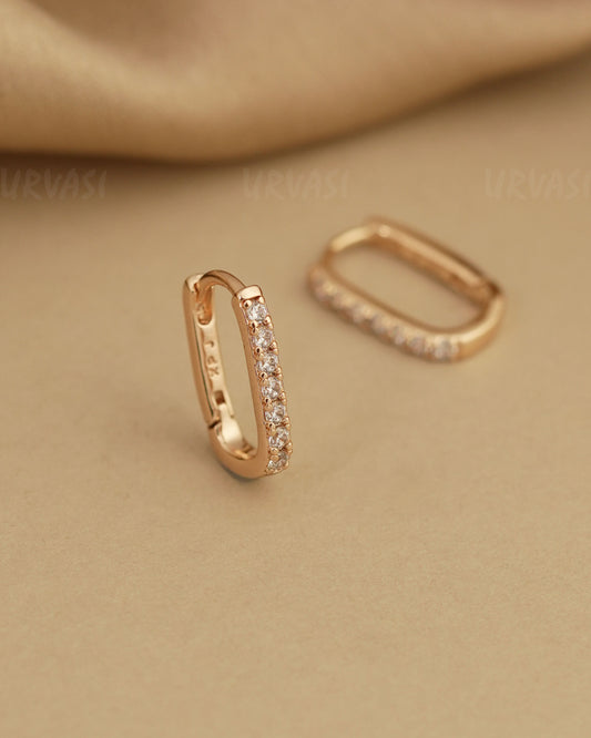 Rhodium Polish U-Shaped AD Earrings ER 481