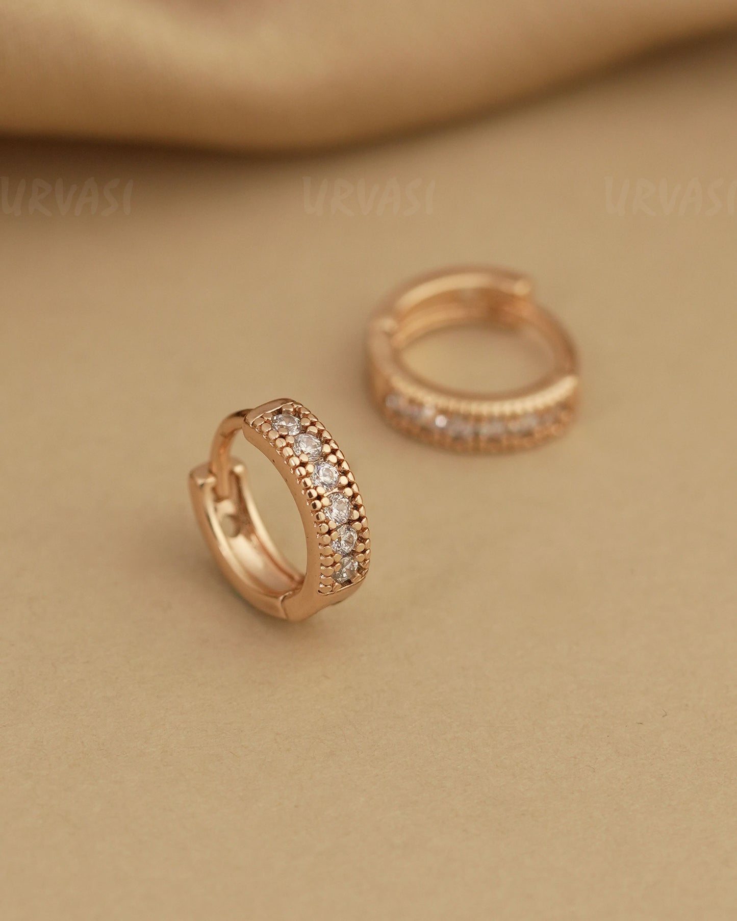 Rose-Gold Polish Cubic Zirconia Hoop Earrings ER 501
