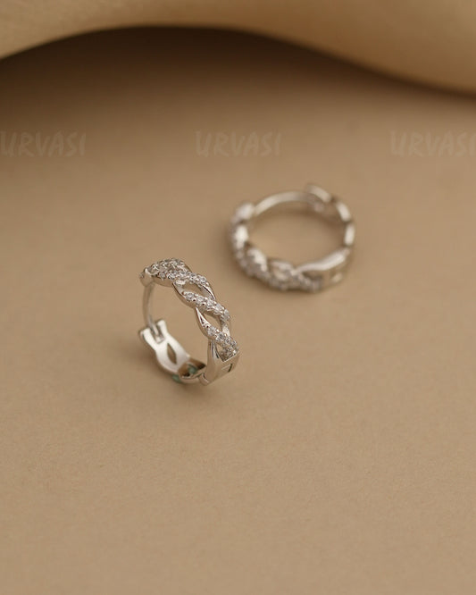 Rhodium Polish AD Hoop Earrings ER 509