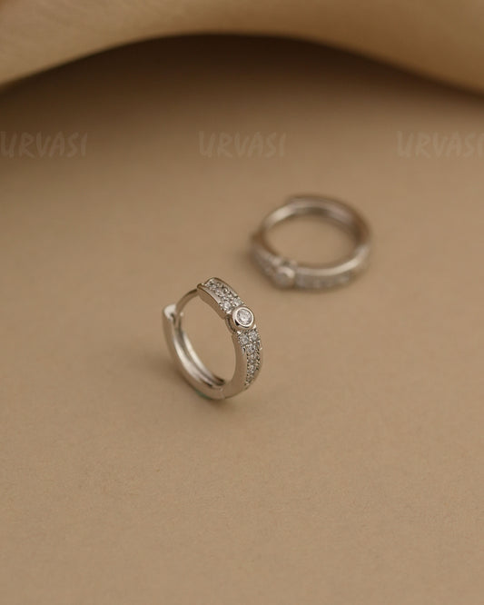 Rhodium Polish AD Hoop Earrings ER 511