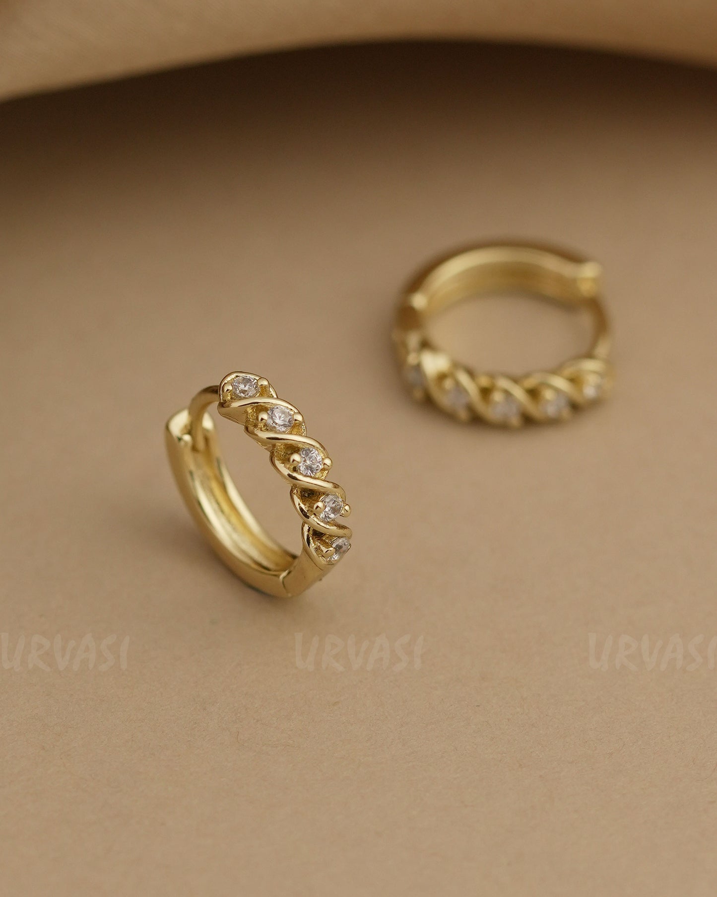 Gold-Polish Cubic Zirconia AD Earrings ER 827