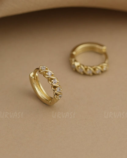 Gold-Polish Cubic Zirconia AD Earrings ER 827